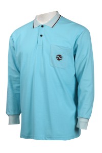 P1006 custom-made blue long-sleeved men's Polo shirt Contrast collar Polo shirt garment factory